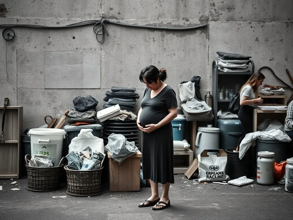 Jeune femme enceinte tenant la main ridée de son arrière-grand-mère, échographie posée sur les genoux, lumière douce