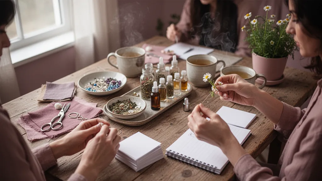 Groupe de collègues assis en cercle dans une salle lumineuse, coussins au sol, animateur prenant des notes sur un tableau