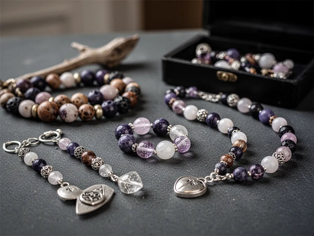 Main féminine tenant un bracelet souple, fond neutre, focus sur les textures et le mouvement des doigts