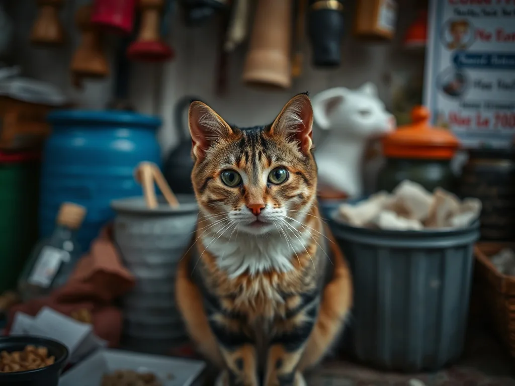 Chat tigré roux qui se gratte le cou, mise au point sur les lésions cutanées et le pelage clairsemé