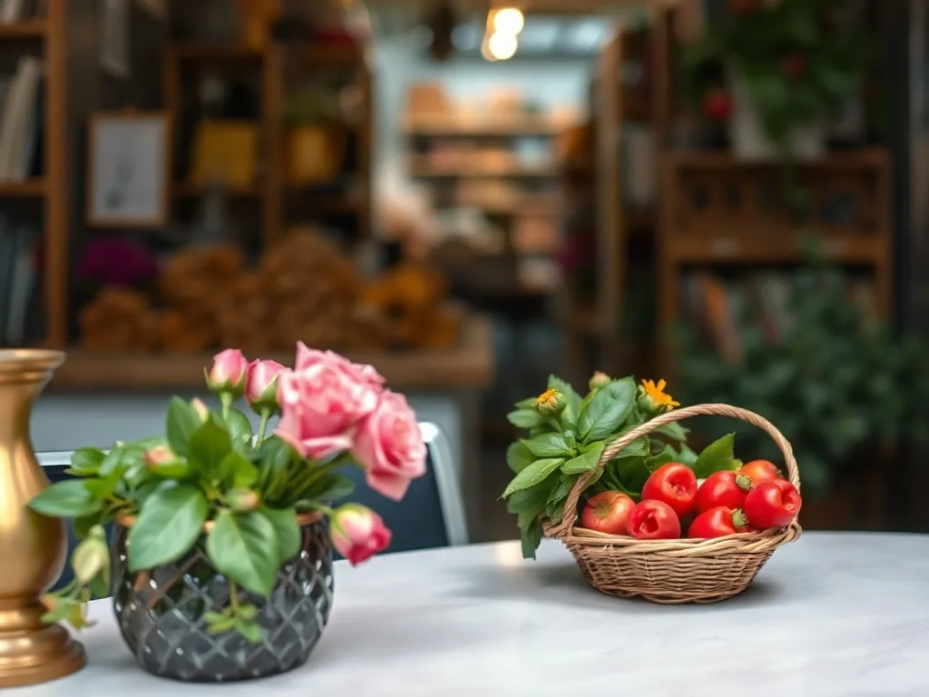 Guirlande en papier rose et ruban noué sur une table, avec ballons fuchsia en arrière-plan pour un événement Octobre Rose