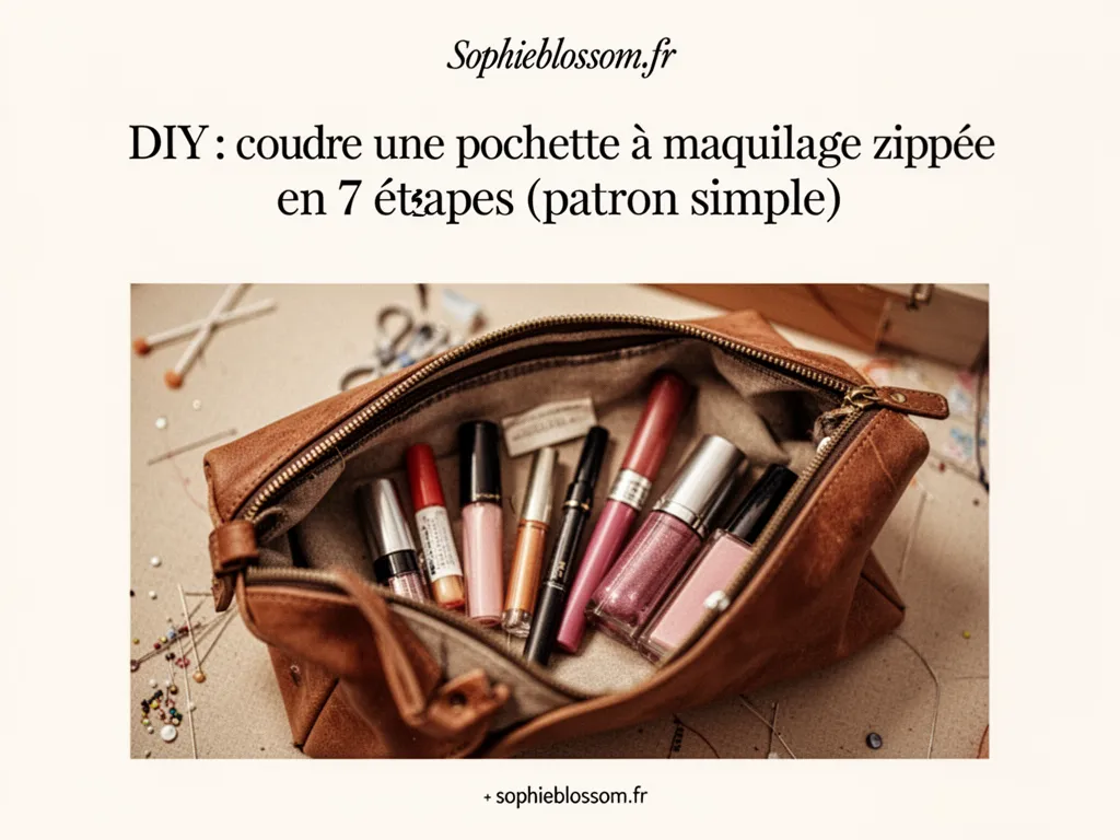 DIY : coudre une pochette à maquillage zippée en 7 étapes (patron simple)