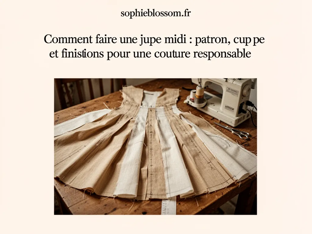 Comment faire une jupe midi : patron, coupe et finitions pour une couture responsable