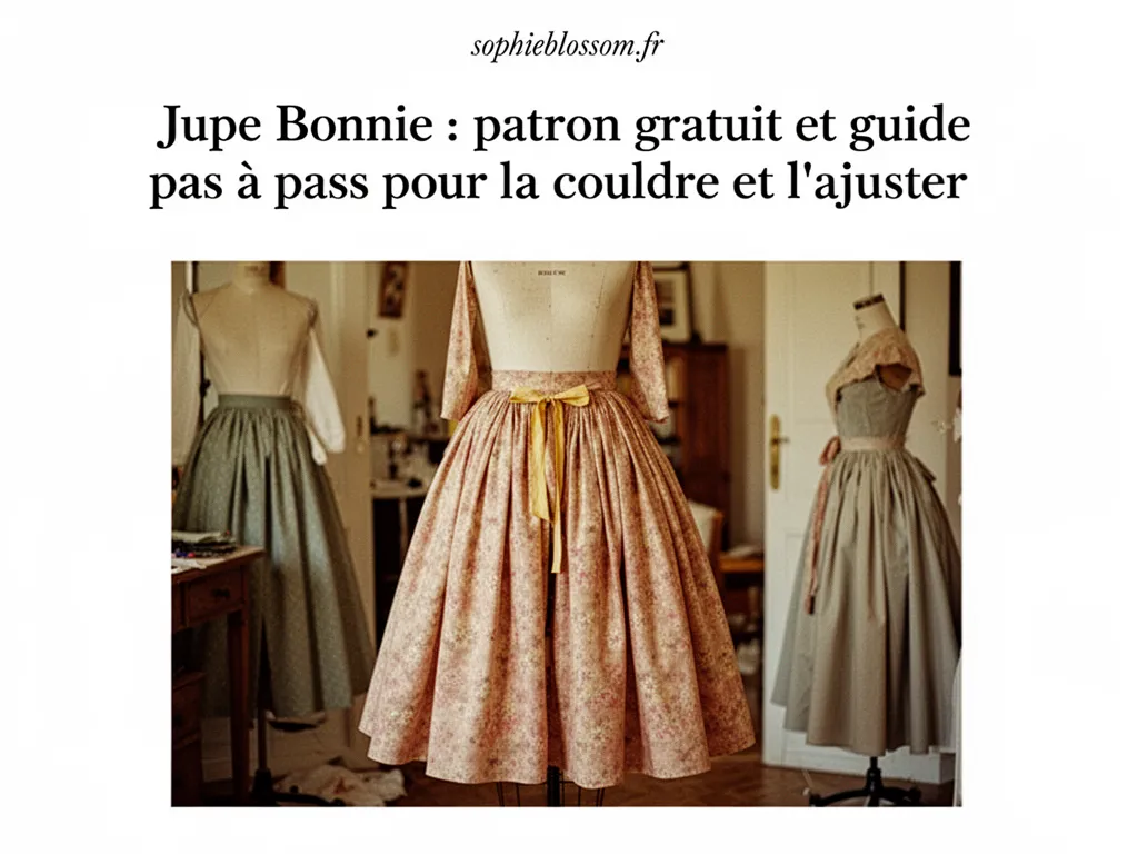 Jupe Bonnie : patron gratuit et guide pas à pas pour la coudre et l'ajuster