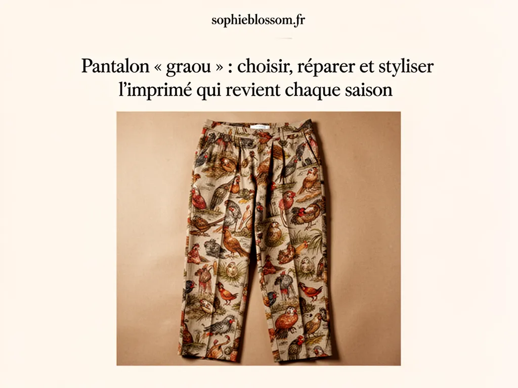 Pantalon « graou » : choisir, réparer et styliser l'imprimé qui revient chaque saison