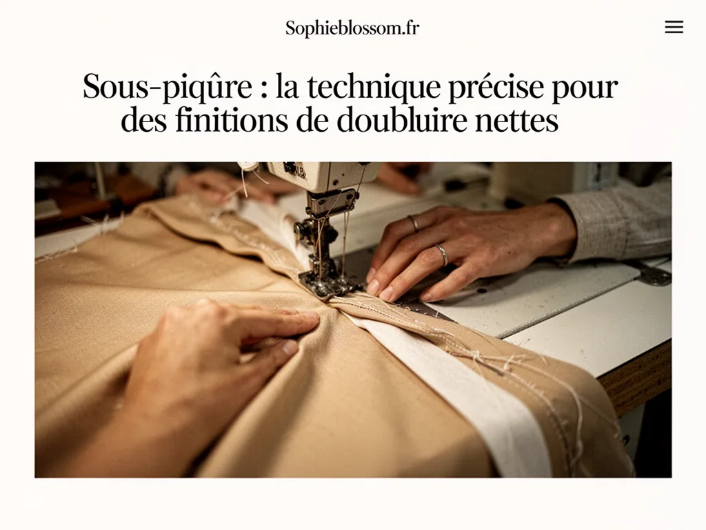Sous-piqûre : la technique précise pour des finitions de doublure nettes