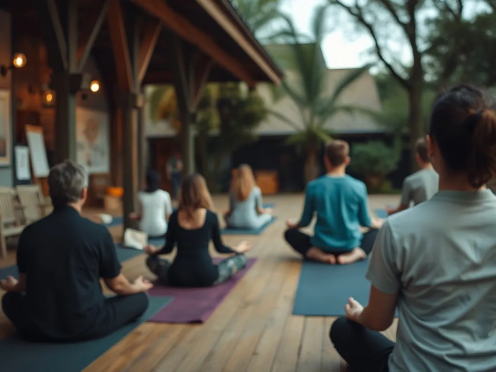 Femme qui pratique le yoga du visage devant un miroir, mains posées sur les joues, expression concentrée